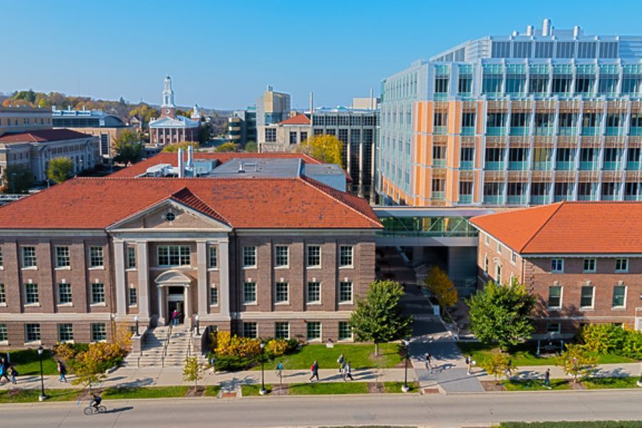 DeLuca Biochemistry Building exterior. 